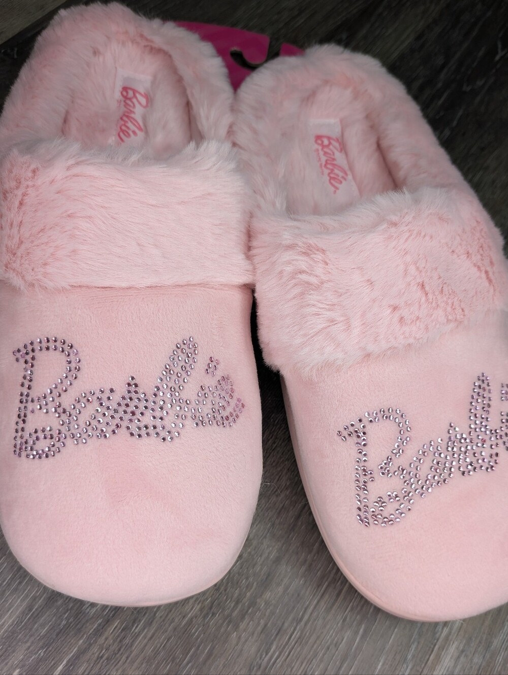 Beautiful New In Package Plush Pink Barbie Slippers